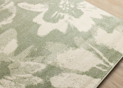 Contemporary Botanical Green Area Rug-4