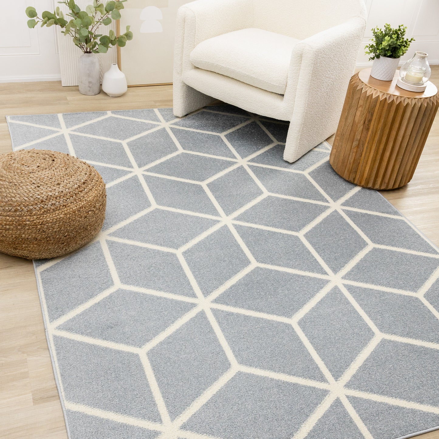 Contemporary Geometric Blue Area Rug-2