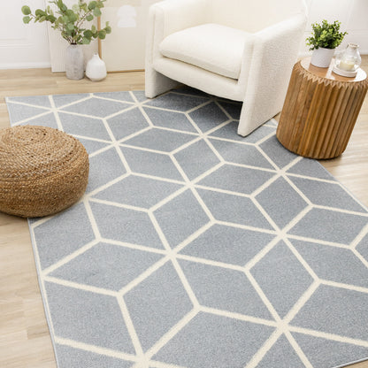 Contemporary Geometric Blue Area Rug-2