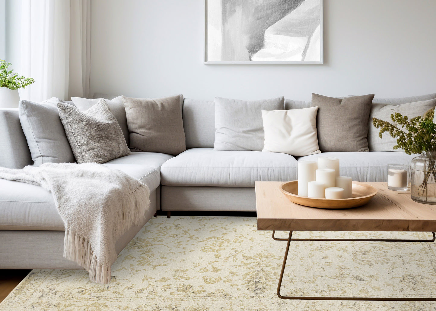 Classic Traditional Cream Area Rug