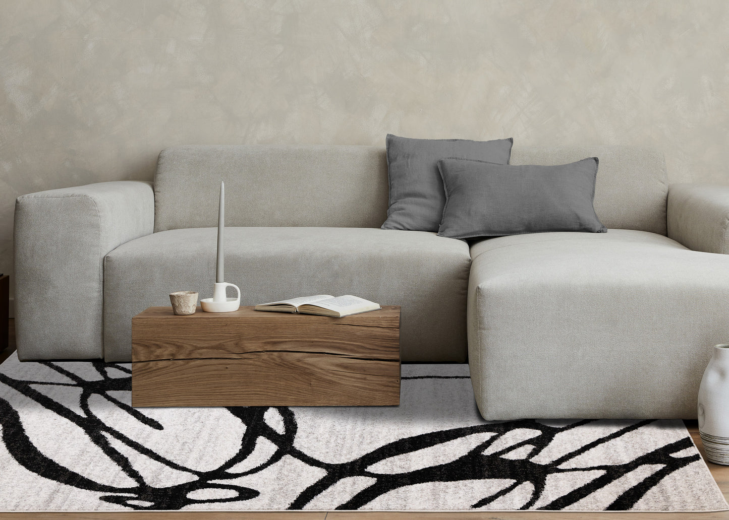 Contemporary Distressed Organic Grey Area Rug