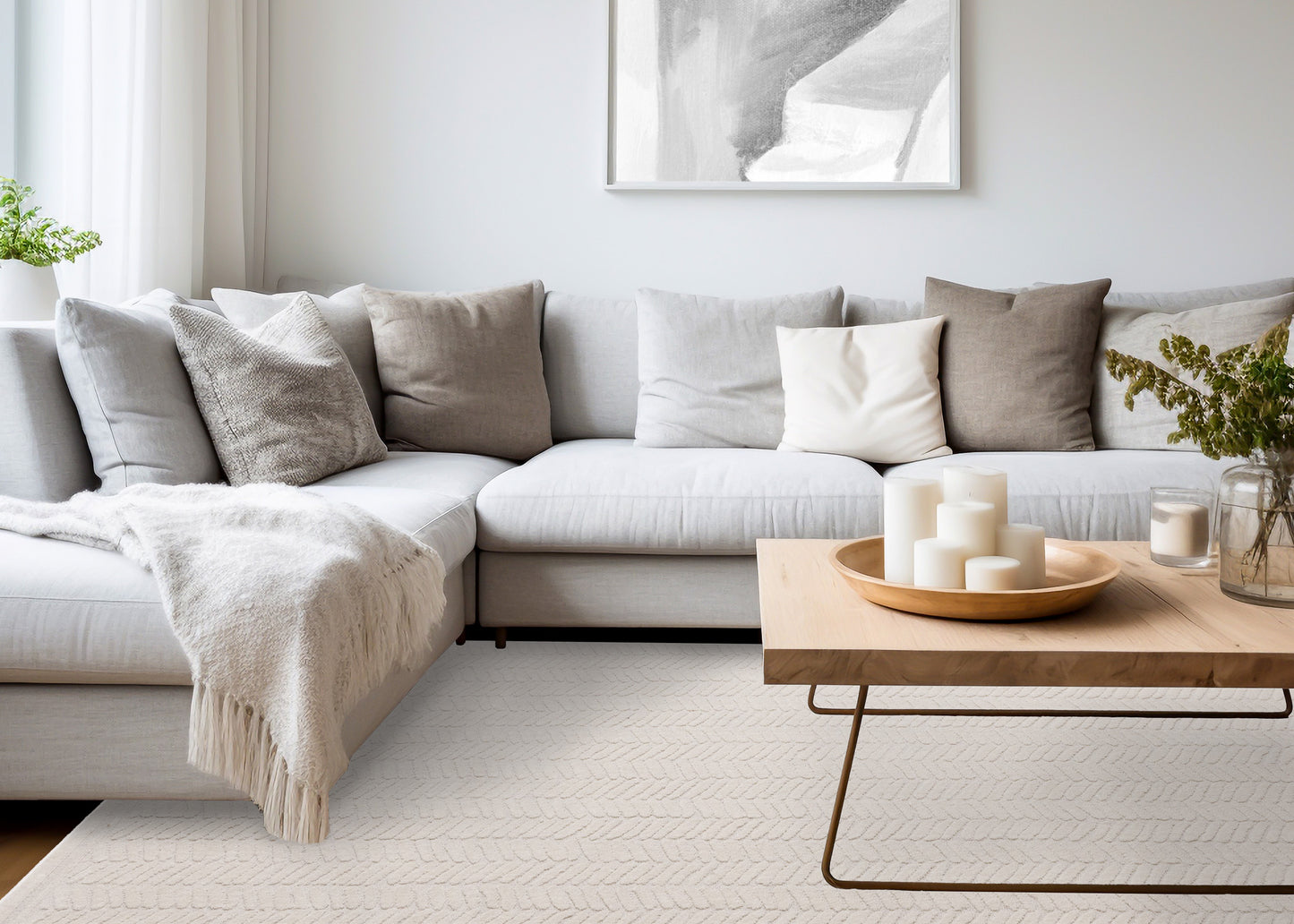 Modern Chevron Beige Area Rug-3