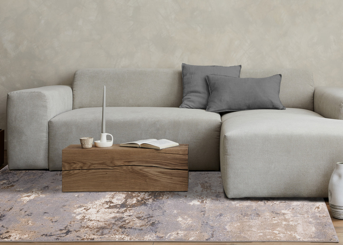 Contemporary Distressed Taupe Area Rug