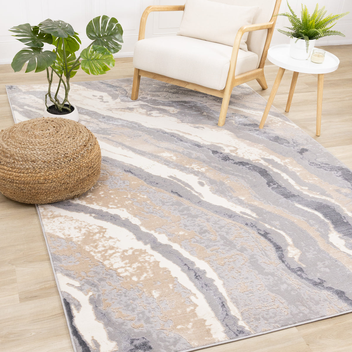 Tapis contemporain bio taupe