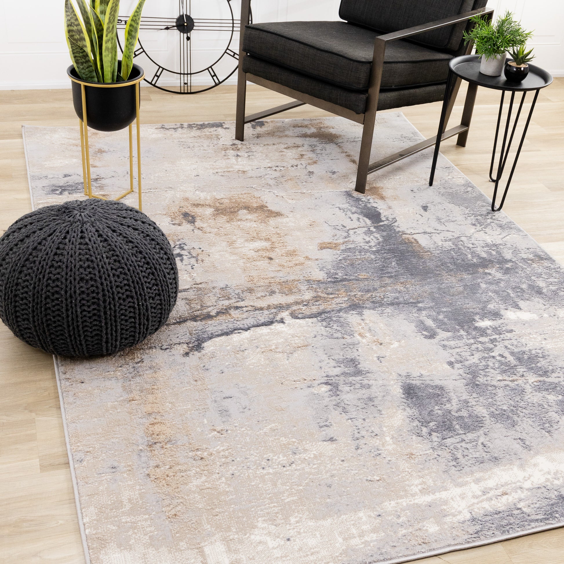 Contemporary Distressed Taupe Area Rug-2