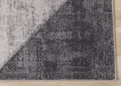 Modern Distressed Geometric Grey Area Rug