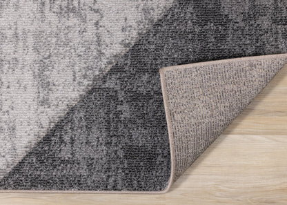 Modern Distressed Geometric Grey Area Rug
