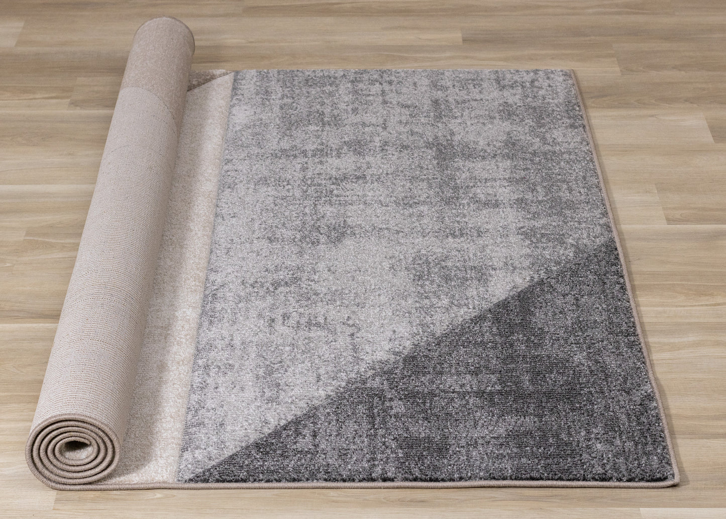 Modern Distressed Geometric Grey Area Rug