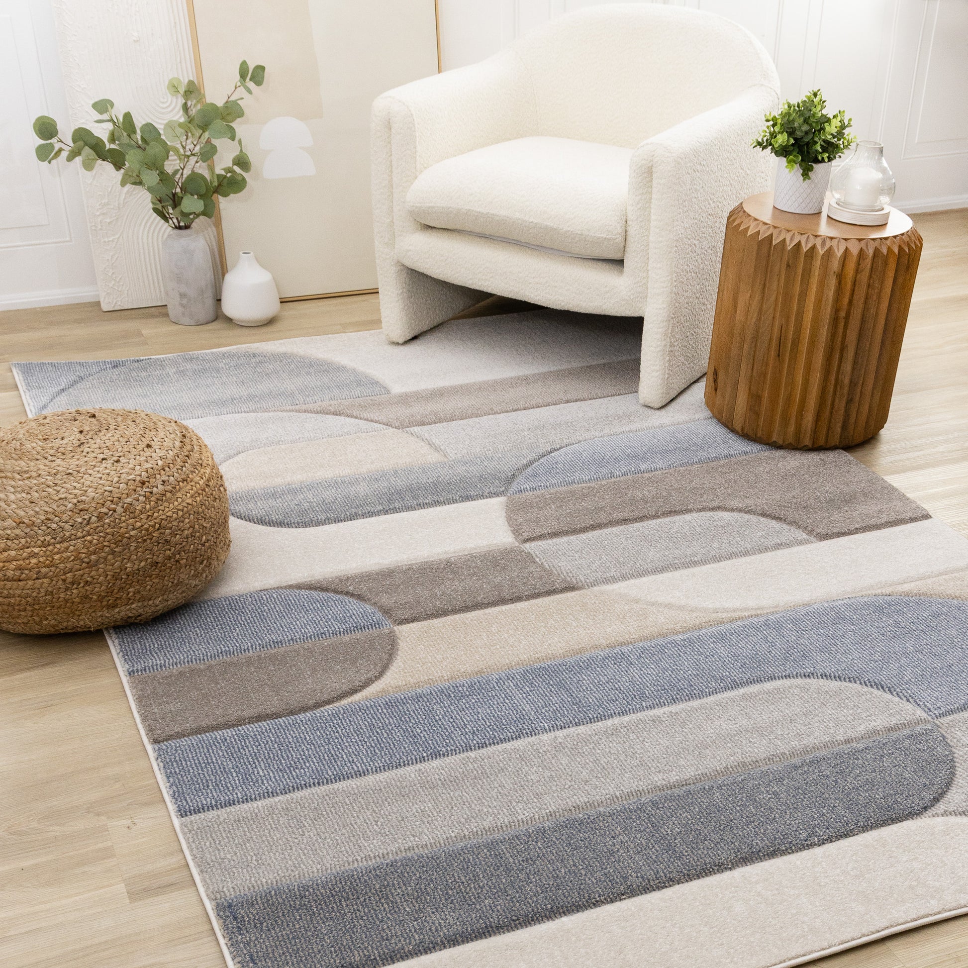 Art Geometric Blue Area Rug-2