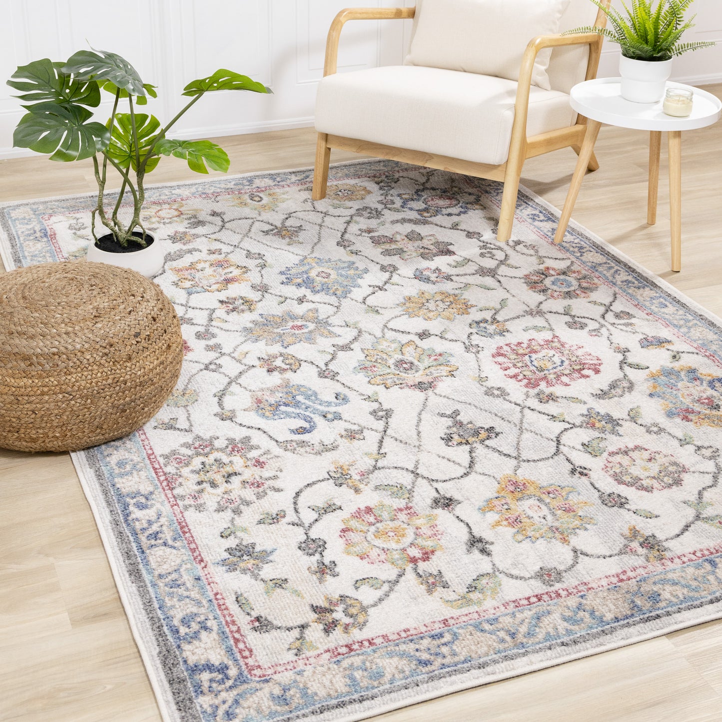 Classic Traditional Classic Cream Area Rug-2