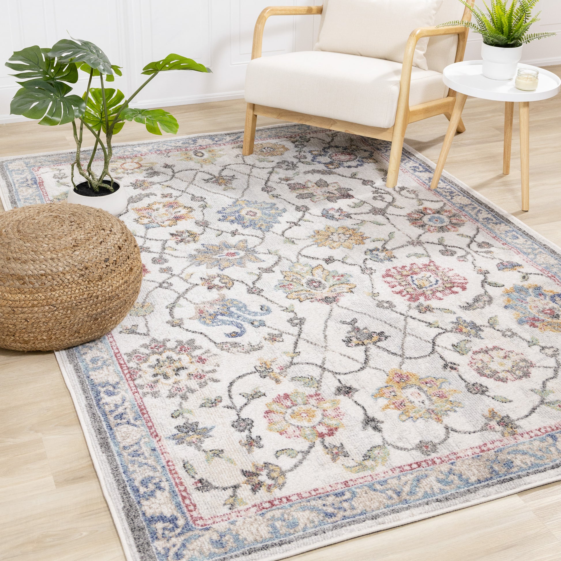Classic Traditional Classic Cream Area Rug-2