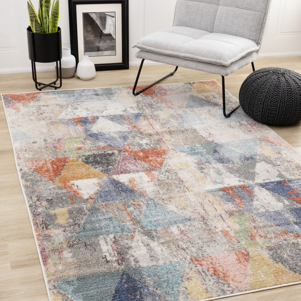 Tapis géométrique d'intérieur style années 50