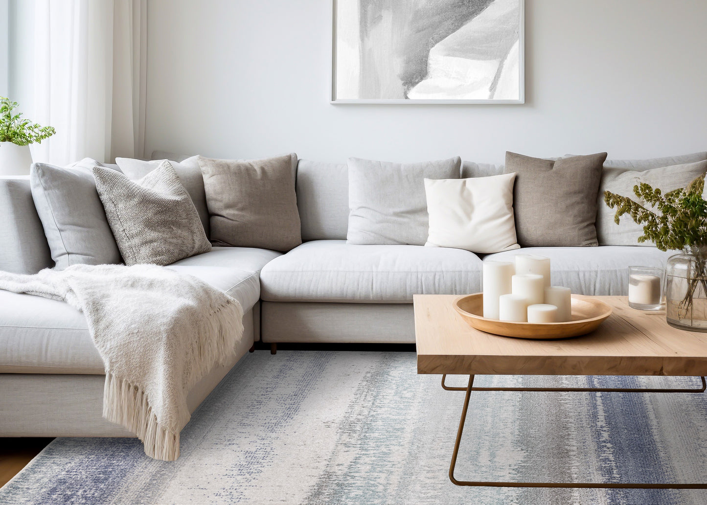 Contemporary Distressed Blue Area Rug-3