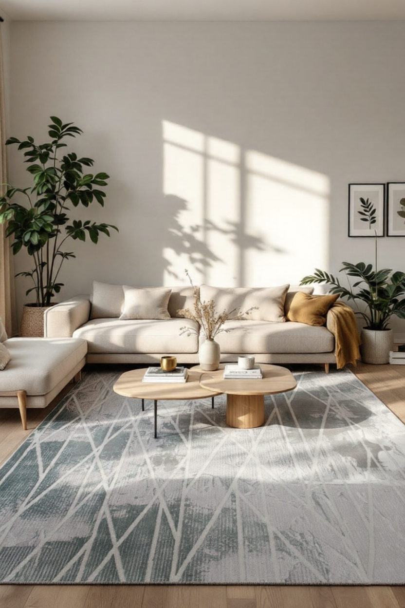 Novus Abstract Contemporary Grey and Blue Indoor Rug-2