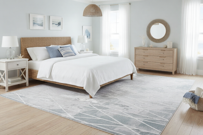 Novus Abstract Contemporary Grey and Blue Indoor Rug-4