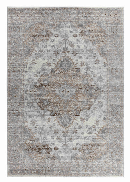 Amina Oriental Traditional Brown and Grey Indoor Rug
