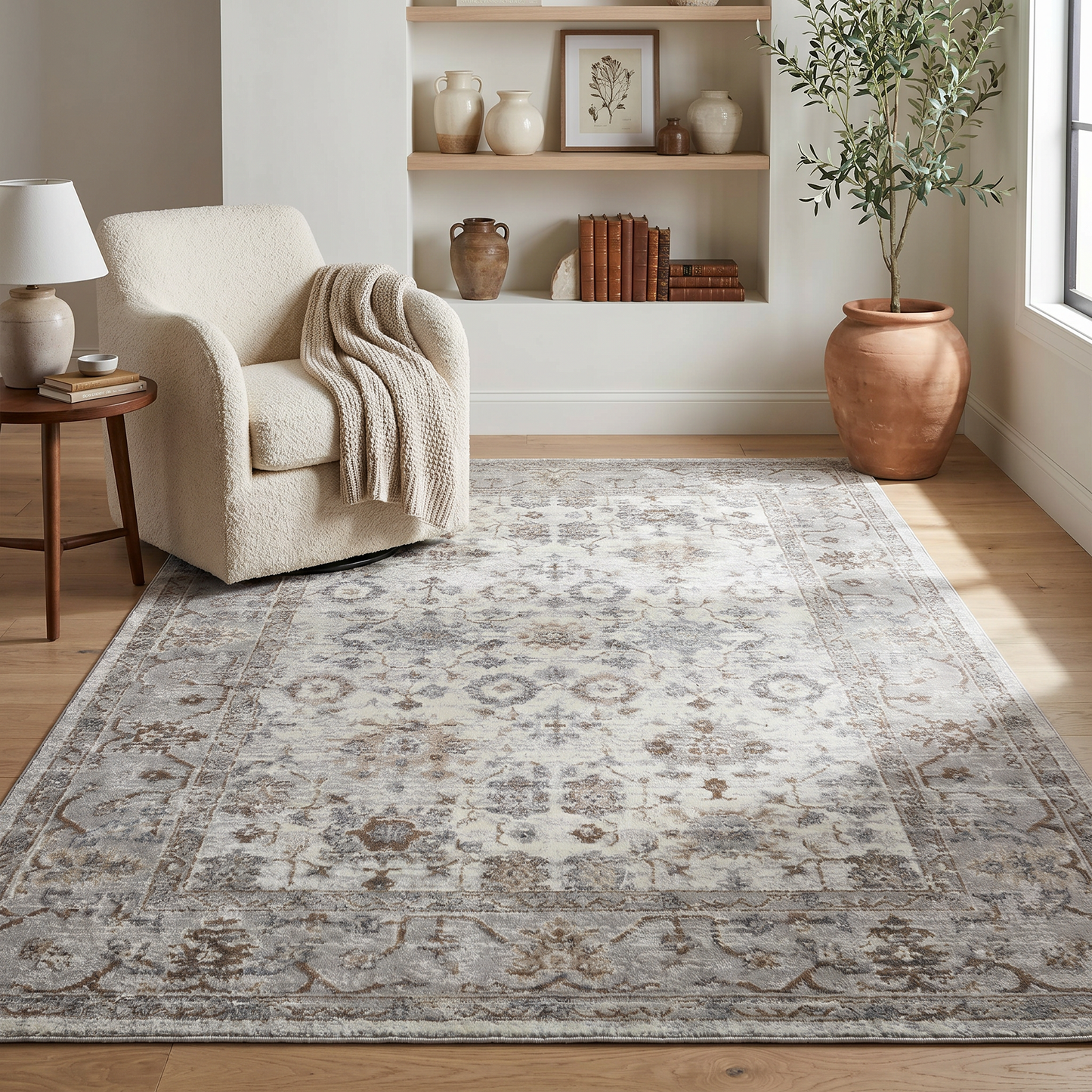 Alfombra tradicional gris desgastada Sakarya