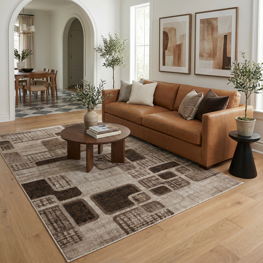 Tapis marron abstrait moderne Sakarya