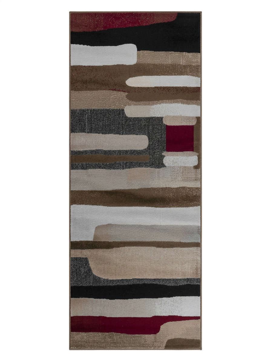 Alfombra abstracta marrón moderna de mediados de siglo de Sakarya