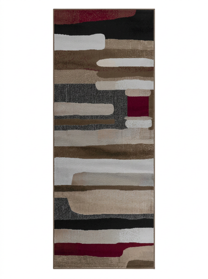 Alfombra abstracta marrón moderna de mediados de siglo de Sakarya