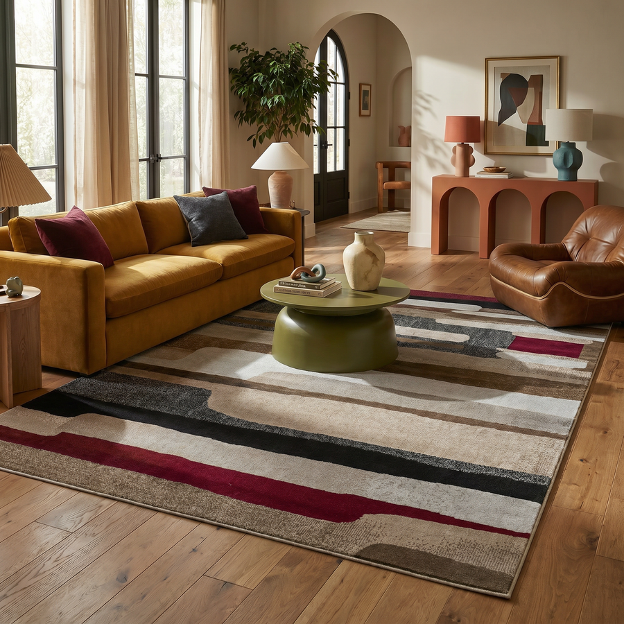 Zaman Abstract Contemporary Brown Indoor Rug