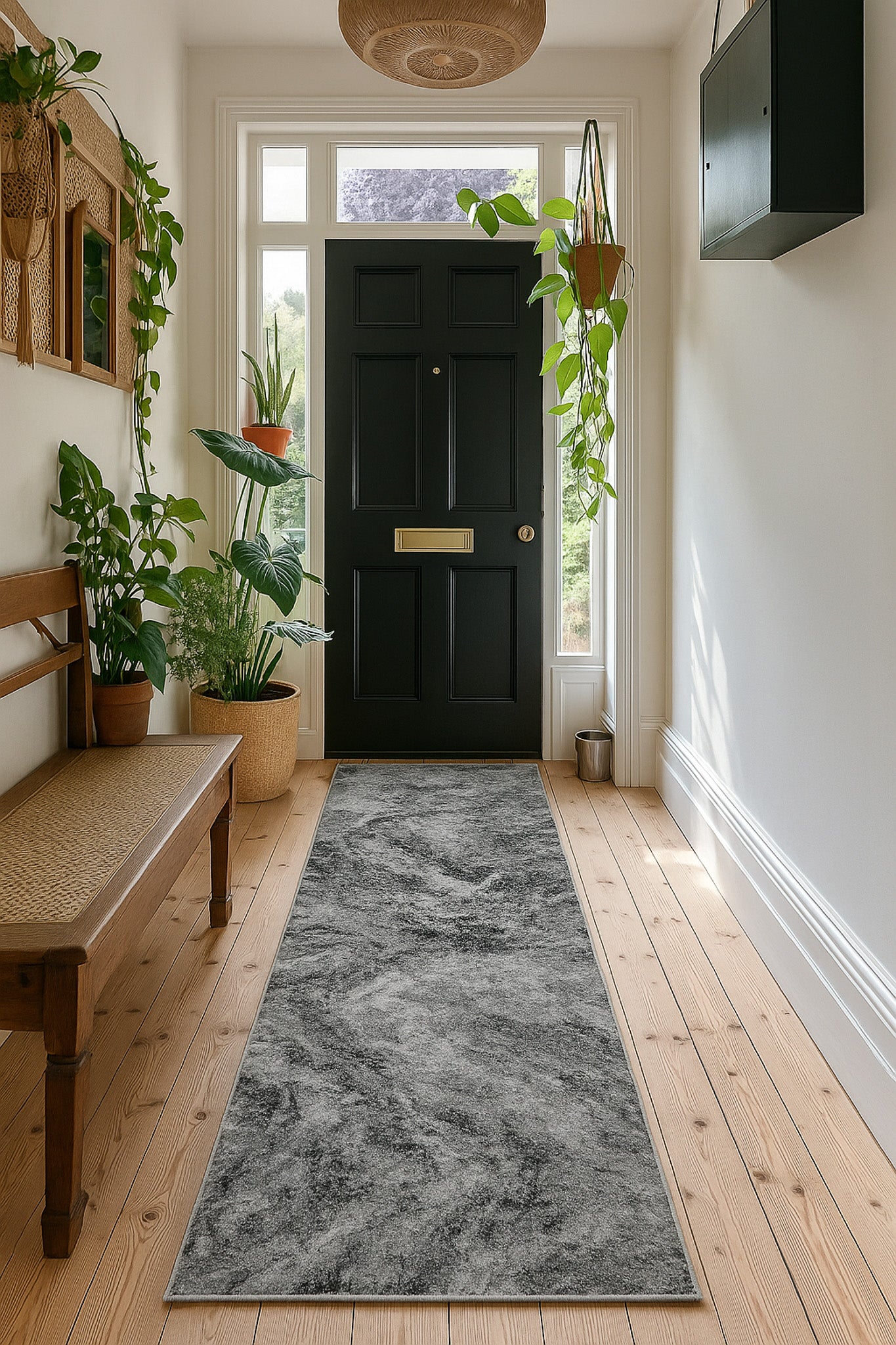 Micah Abstract Marble Contemporary Grey and Black Indoor Rug