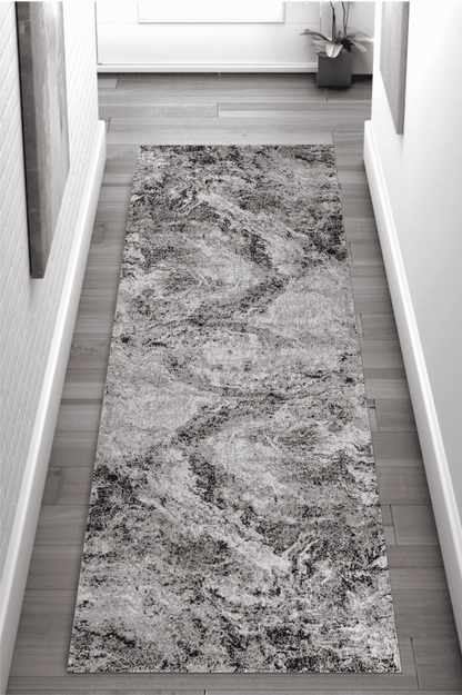 Sakarya Abstract Splash Grey Rug