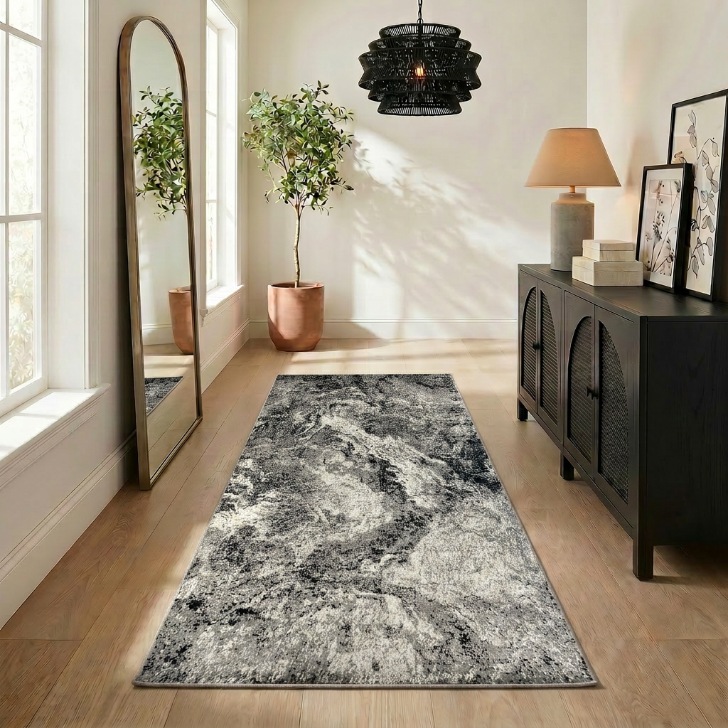 Alfombra gris con salpicaduras abstractas Sakarya
