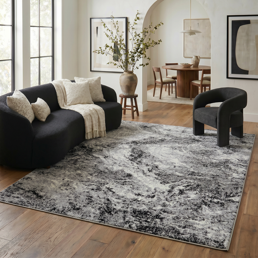 Tapis gris éclaboussure abstraite Sakarya