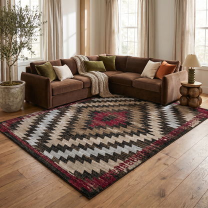 Alfombra Sakarya Boho Geométrica Marrón