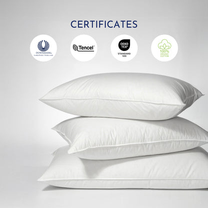 Soft 600 Loft White Duck Down Pillow with 300T Tencel Organic Cotton Shell