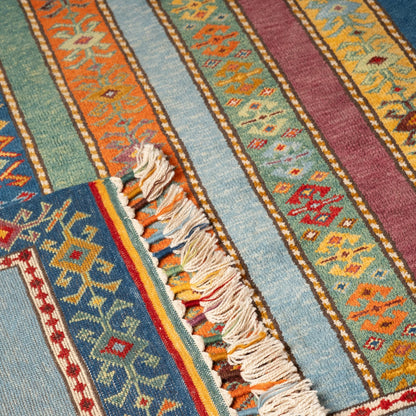 Handmade Kilim Multicolor Striped Rug 8' x 11'-7