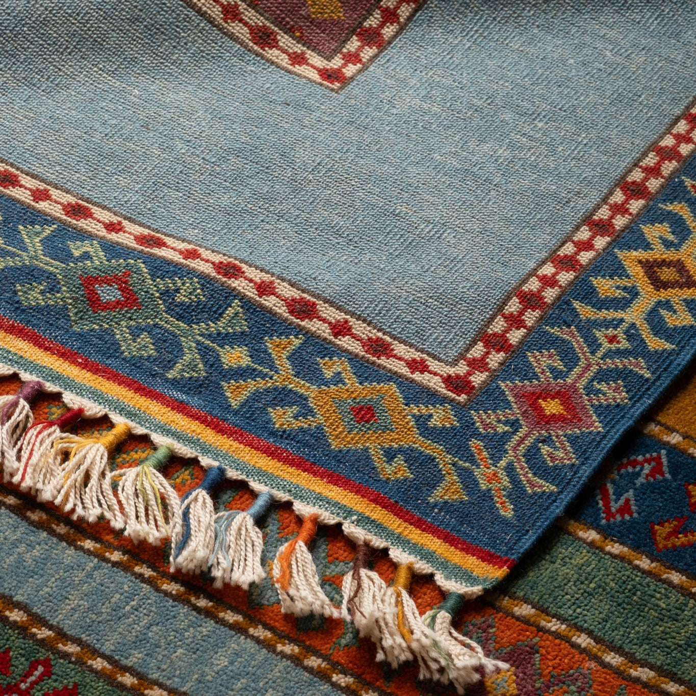 Handmade Kilim Multicolor Striped Rug 8' x 11'-5