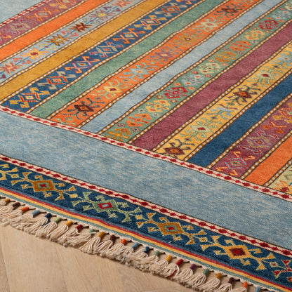 Handmade Kilim Multicolor Striped Rug 8' x 11'-6