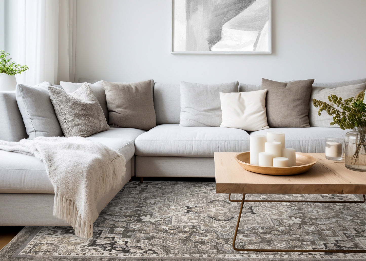 Classic Traditional Taupe Area Rug