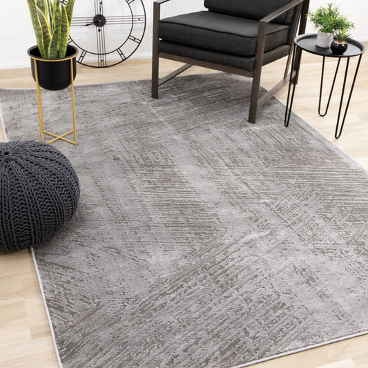 Modern Distressed Grey Area Rug