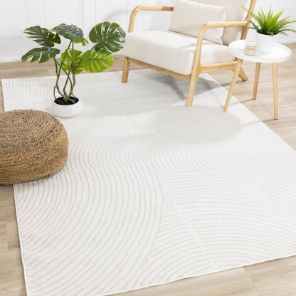 Modern Geometric Tonal Solid Cream Area Rug
