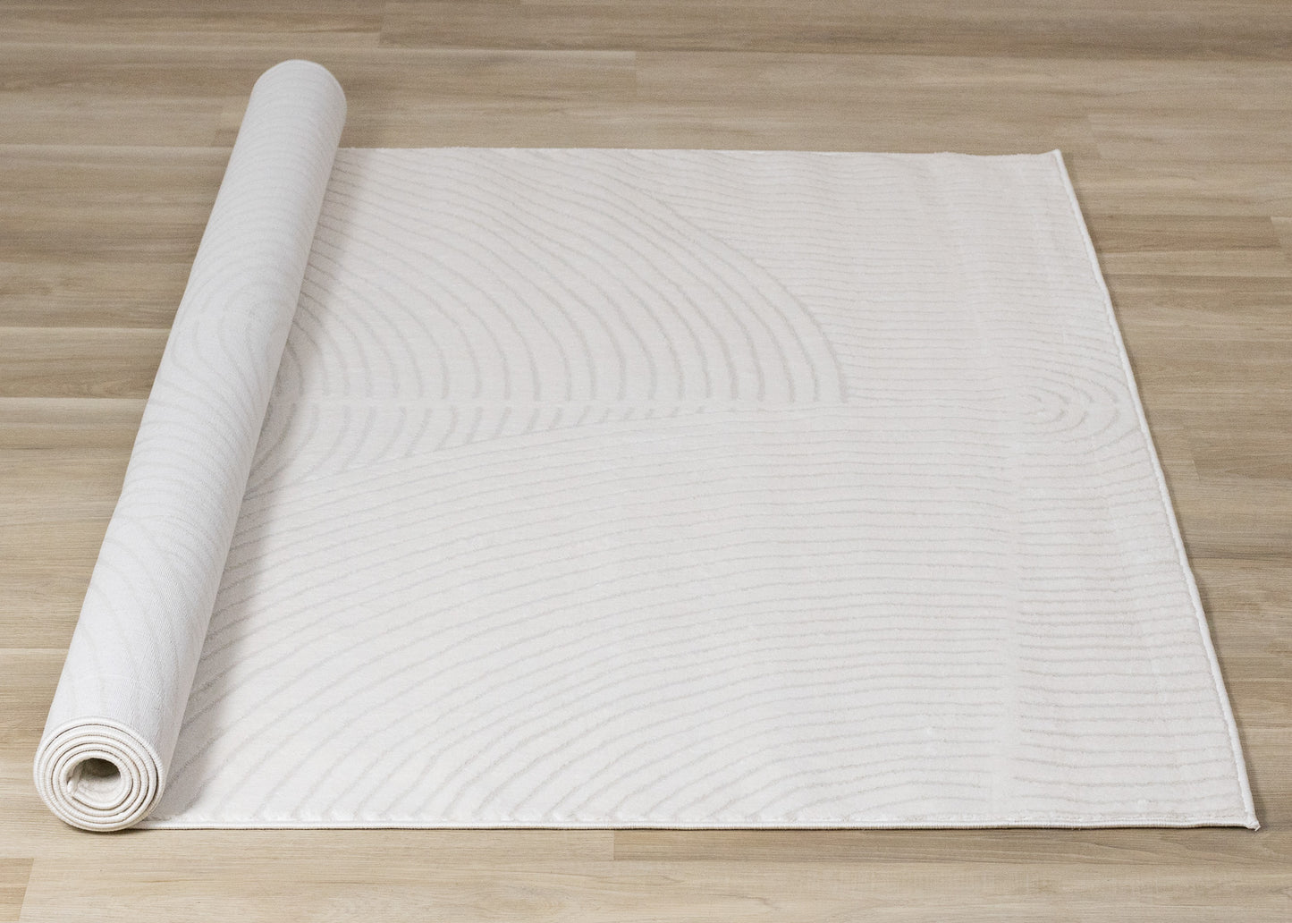 Modern Geometric Tonal Solid Cream Area Rug