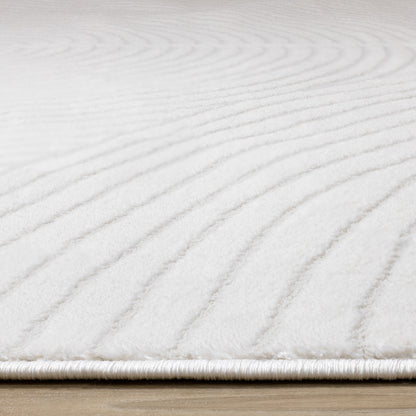 Modern Geometric Tonal Solid Cream Area Rug