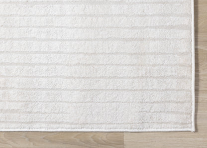 Modern Stripes Tonal Solid Cream Area Rug