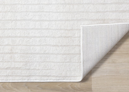 Modern Stripes Tonal Solid Cream Area Rug