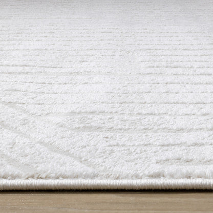 Modern Stripes Tonal Solid Cream Area Rug