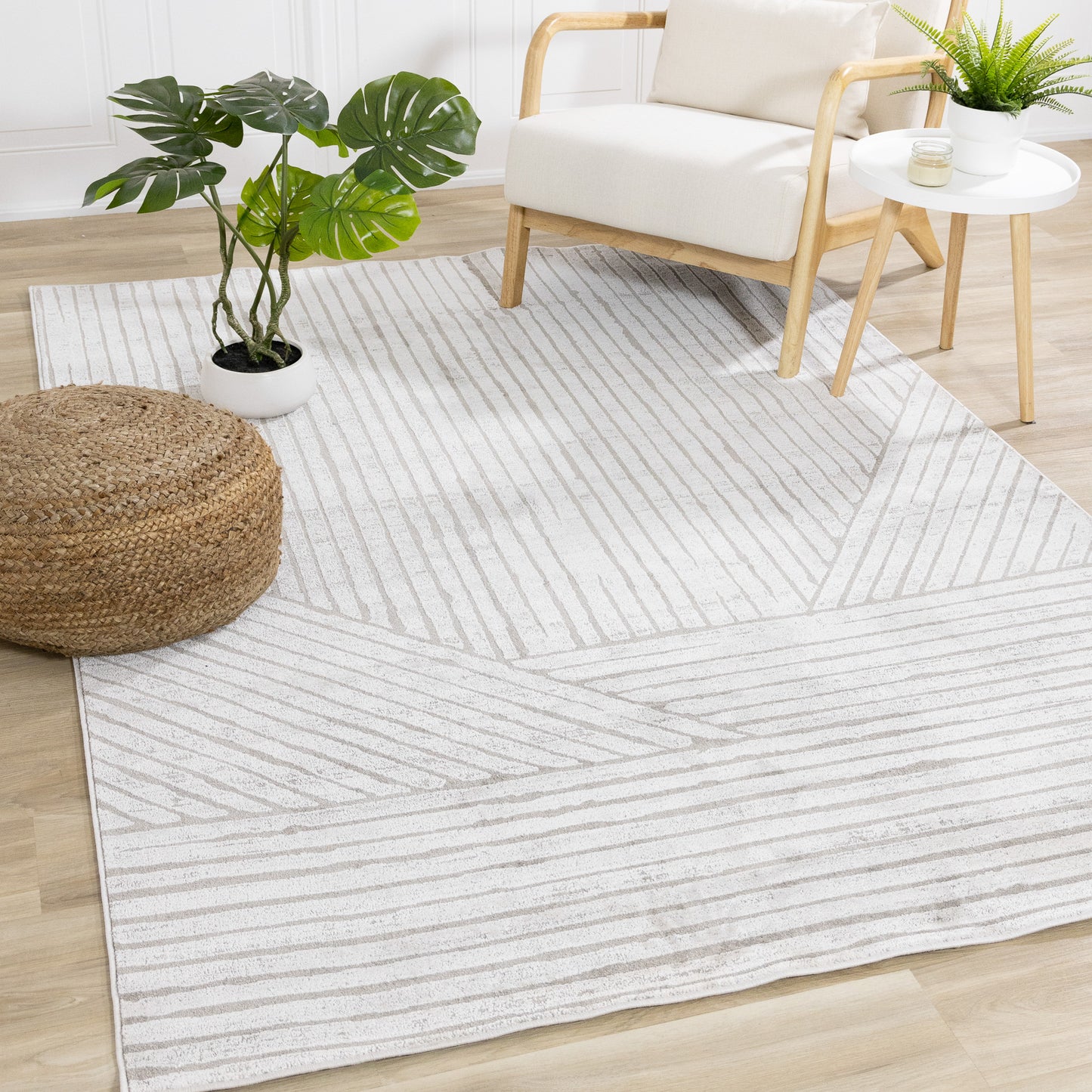 Modern Stripes Tonal Solid Grey Area Rug-3