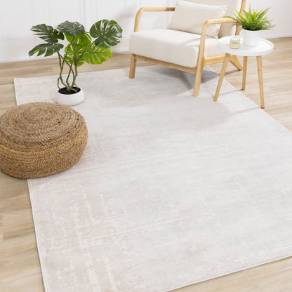 Modern Organic Tonal Solid Cream Area Rug