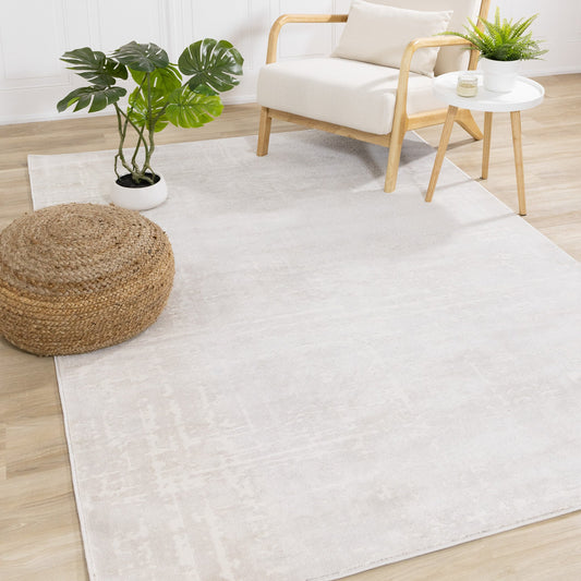 Modern Organic Tonal Solid Cream Area Rug-2