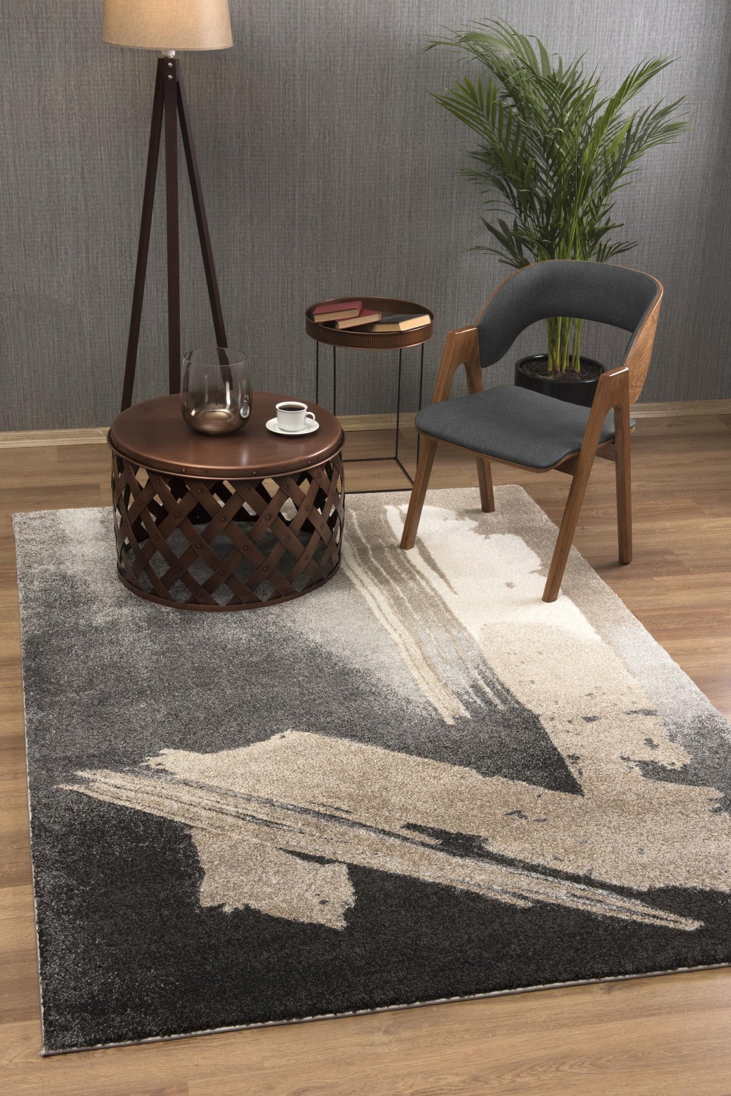 Caleb Abstract Contemporary Grey and Brown Indoor Rug