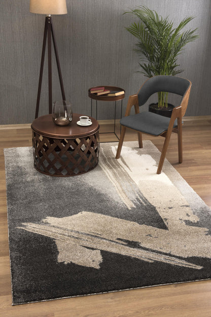 Caleb Abstract Contemporary Grey and Brown Indoor Rug