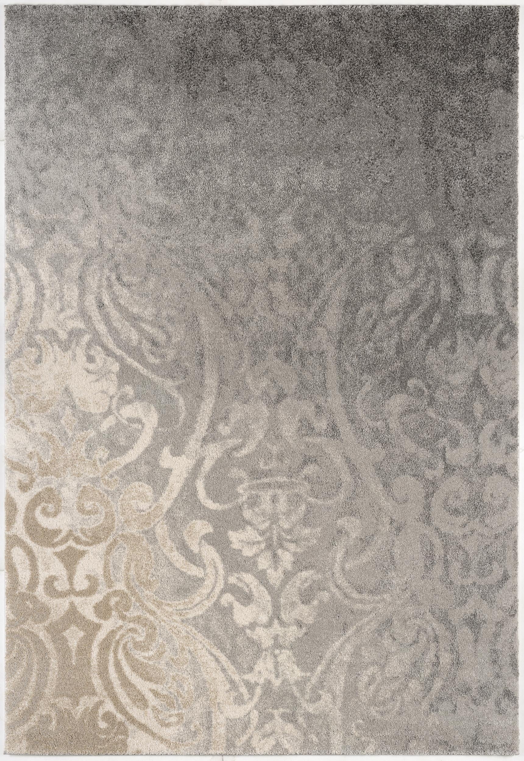 Adrian Distressed Damask Transitional Grey and Beige Indoor Rug-3