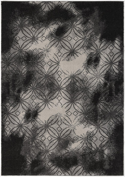 Layla Distressed Lattice Traditional Black and Grey Indoor Rug-3