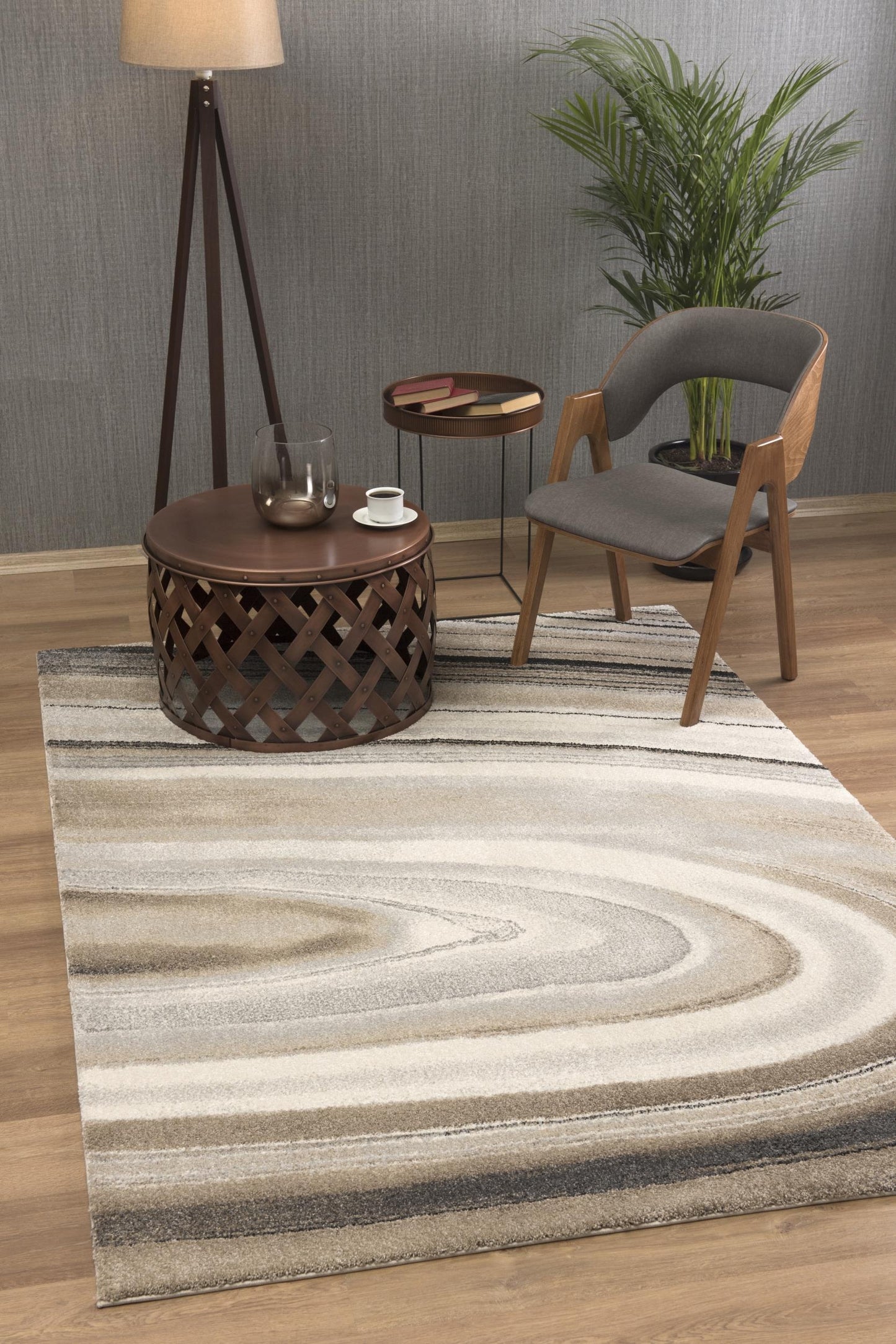 Darius Abstract Contemporary Cream and Beige Indoor Rug